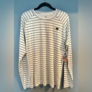 NWT Rabbit Running Men’s Long Sleeve Shirt Gray Striped Spandex Blend